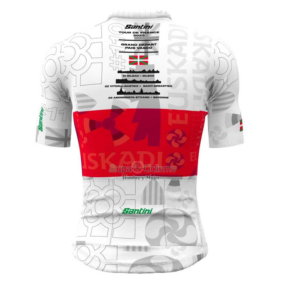 Tour DE Francia Ropa Ciclismo Culotte Corto 2023 Hombre Mangas Cortas Rojo Blanco